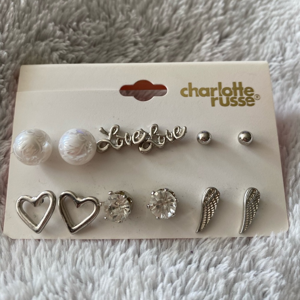 Silver Charlotte Russe 6 Piece Earring Set